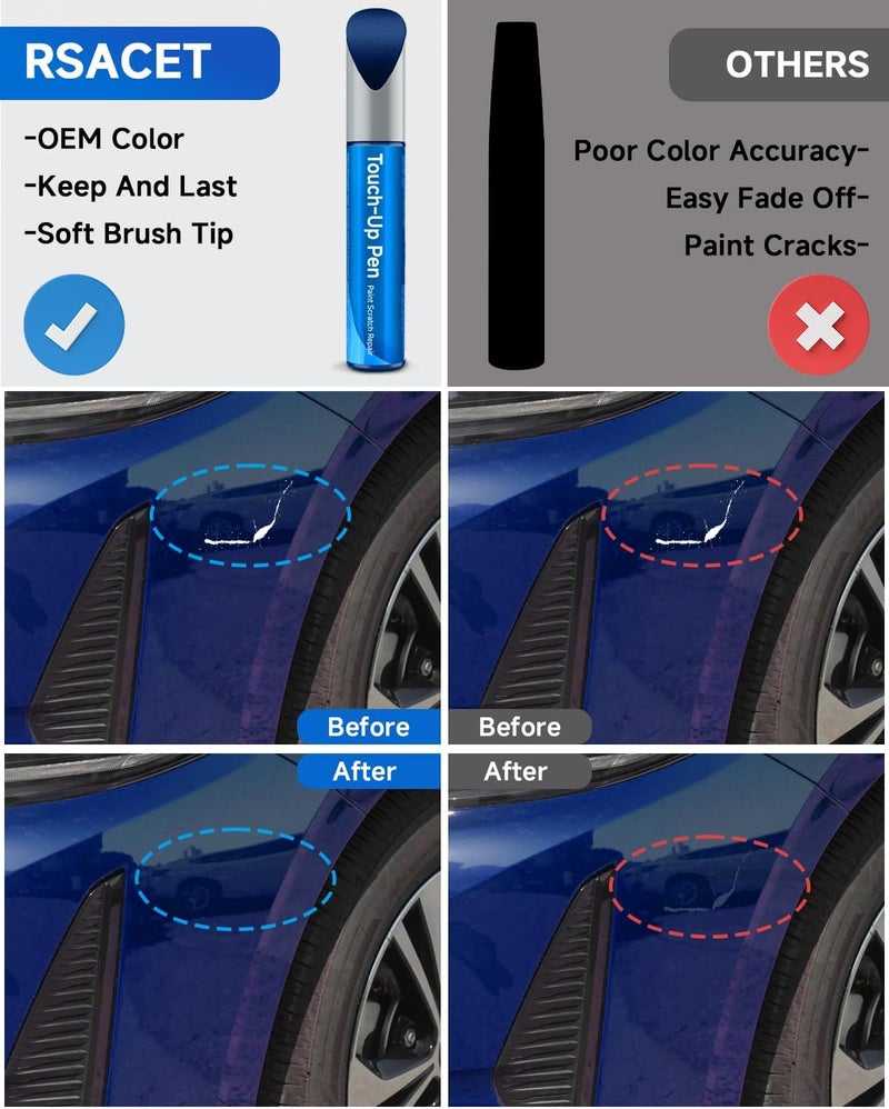 RSACET 8T5 Dark Blue Metallic Touch Up Paint Compatible with Toyota Exact Match Touch Up Paint Car Scratch Repair - Image 2
